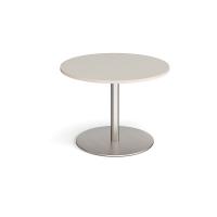 Eternal circular boardroom table 1000mm - brushed steel base, light grey top