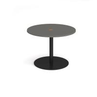 Eternal circular meeting table 1000mm with central circular cutout 80mm - black base, onyx grey top