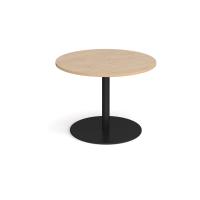 Eternal circular boardroom table 1000mm - black base, kendal oak top