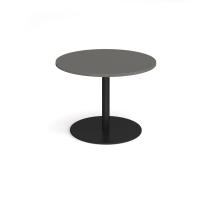 Eternal circular boardroom table 1000mm - black base, onyx grey top