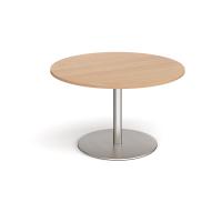 Eternal circular boardroom table 1200mm - brushed steel base, beech top