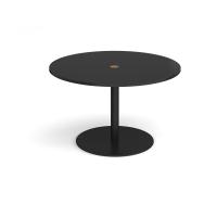Eternal circular meeting table 1200mm with central circular cutout 80mm - black base, black top