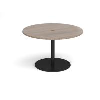 Eternal circular meeting table 1200mm with central circular cutout 80mm - black base, Barcelona walnut top