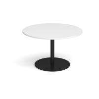 Eternal circular boardroom table 1200mm - black base, white top