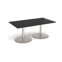 Eternal rectangular boardroom table 1800mm x 1000mm - brushed steel base, black top