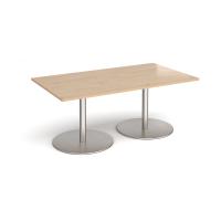 Eternal rectangular boardroom table 1800mm x 1000mm - brushed steel base, kendal oak top