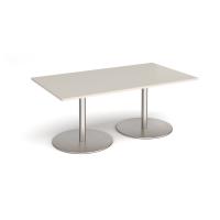 Eternal rectangular boardroom table 1800mm x 1000mm - brushed steel base, light grey top