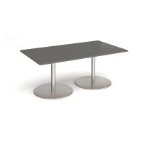 Eternal rectangular boardroom table 1800mm x 1000mm - brushed steel base, onyx grey top