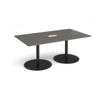 Eternal rectangular boardroom table 1800mm x 1000mm with central cutout 272mm x 132mm - black base, onyx grey top