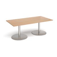Eternal rectangular boardroom table 2000mm x 1000mm - brushed steel base, beech top