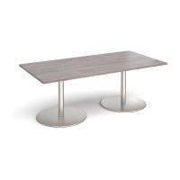 Eternal rectangular boardroom table 2000mm x 1000mm - brushed steel base, grey oak top