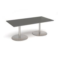 Eternal rectangular boardroom table 2000mm x 1000mm - brushed steel base, onyx grey top
