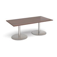 Eternal rectangular boardroom table 2000mm x 1000mm - brushed steel base, walnut top