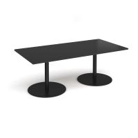 Eternal rectangular boardroom table 2000mm x 1000mm - black base, black top