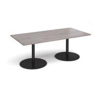 Eternal rectangular boardroom table 2000mm x 1000mm - black base, grey oak top