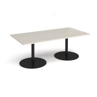Eternal rectangular boardroom table 2000mm x 1000mm - black base, light grey top