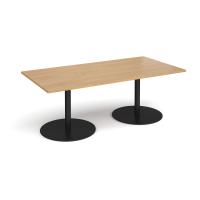 Eternal rectangular boardroom table 2000mm x 1000mm - black base, oak top