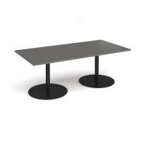 Eternal rectangular boardroom table 2000mm x 1000mm - black base, onyx grey top