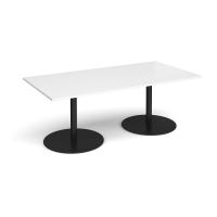 Eternal rectangular boardroom table 2000mm x 1000mm - black base, white top