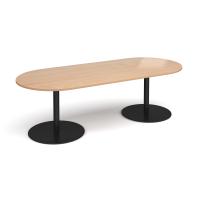 Eternal radial end boardroom table 2400mm x 1000mm - black base, beech top