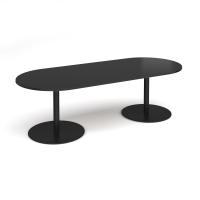 Eternal radial end boardroom table 2400mm x 1000mm - black base, black top