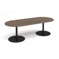 Eternal radial end boardroom table 2400mm x 1000mm - black base, Barcelona kendal oak top