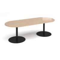 Eternal radial end boardroom table 2400mm x 1000mm - black base, kendal oak top