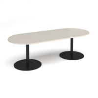 Eternal radial end boardroom table 2400mm x 1000mm - black base, light grey top