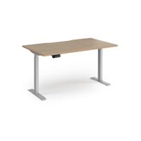 Elev8 Contract 1400w Straight Sit-stand Desk 1400mm x 800mm - Silver Frame, Kendal Oak Top