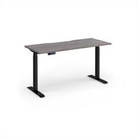 Elev8 Contract 1400w Straight Sit-stand Desk 1400mm x 600mm - Black Frame, Grey Oak Top