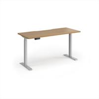 Elev8 Contract 1400w Straight Sit-stand Desk 1400mm x 600mm - Silver Frame, Oak Top
