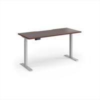 Elev8 Contract 1400w Straight Sit-stand Desk 1400mm x 600mm - Silver Frame, Walnut Top