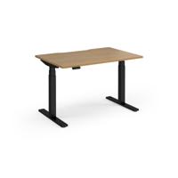 Elev8 Luxe Straight Sit-Stand Desk 1200mm x 800mm - Black Frame / Oak Top