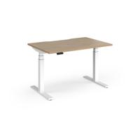Elev8 Luxe Straight Sit-Stand Desk 1200mm x 800mm - White Frame / Kendal Oak Top
