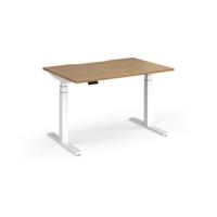 Elev8 Luxe Straight Sit-Stand Desk 1200mm x 800mm - White Frame / Oak Top