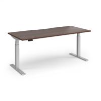 Elev8 Luxe Straight Sit-Stand Desk 1800mm x 800mm - Silver Frame / Walnut Top