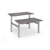 Elev8 Luxe Sit-Stand Back-To-Back Desks 1200mm x 800mm - Silver Frame / Grey Oak Top