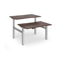 Elev8 Luxe Sit-Stand Back-To-Back Desks 1200mm x 800mm - Silver Frame / Walnut Top
