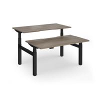 Elev8 Luxe Sit-Stand Back-To-Back Desks 1400mm x 800mm - Black Frame / Nebraska Oak Top