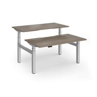 Elev8 Luxe Sit-Stand Back-To-Back Desks 1400mm x 800mm - Silver Frame / Nebraska Oak Top