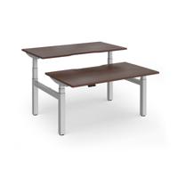 Elev8 Luxe Sit-Stand Back-To-Back Desks 1400mm x 800mm - Silver Frame / Walnut Top