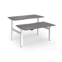 Elev8 Luxe Sit-Stand Back-To-Back Desks 1400mm x 800mm - White Frame / Grey Oak Top
