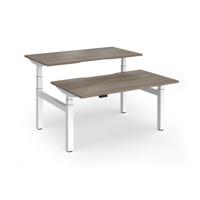 Elev8 Luxe Sit-Stand Back-To-Back Desks 1400mm x 800mm - White Frame / Nebraska Oak Top