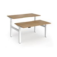 Elev8 Luxe Sit-Stand Back-To-Back Desks 1400mm x 800mm - White Frame / Oak Top