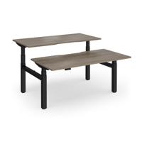 Elev8 Luxe Sit-Stand Back-To-Back Desks 1600mm x 800mm - Black Frame / Nebraska Oak Top