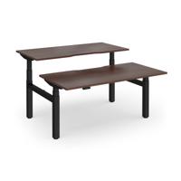 Elev8 Luxe Sit-Stand Back-To-Back Desks 1600mm x 800mm - Black Frame / Walnut Top