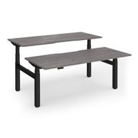 Elev8 Luxe Sit-Stand Back-To-Back Desks 1800mm x 800mm - Black Frame / Grey Oak Top