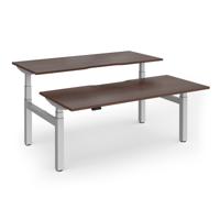 Elev8 Luxe Sit-Stand Back-To-Back Desks 1800mm x 800mm - Silver Frame / Walnut Top