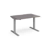 Elev8 Mono straight sit-stand desk 1200mm x 800mm - silver frame, grey oak top