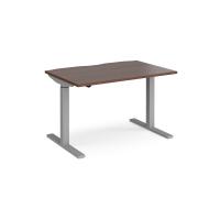 Elev8 Mono straight sit-stand desk 1200mm x 800mm - silver frame, walnut top